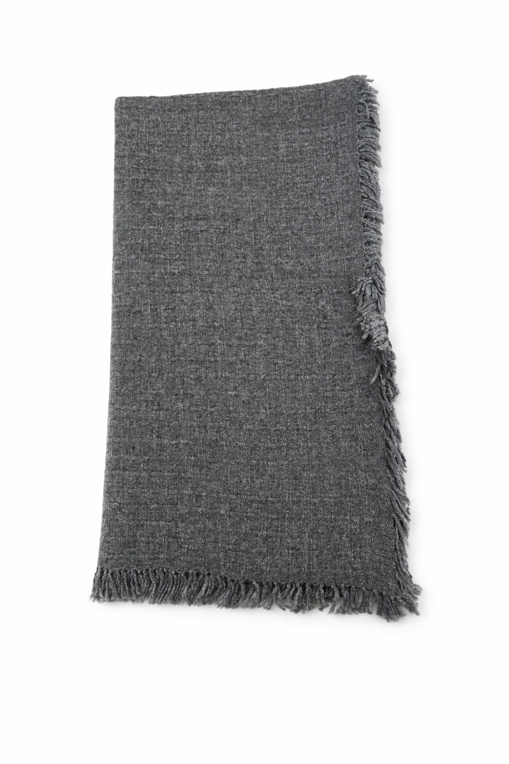 Sciarpa in tessuto intrecciato con frange – elegante e versatile