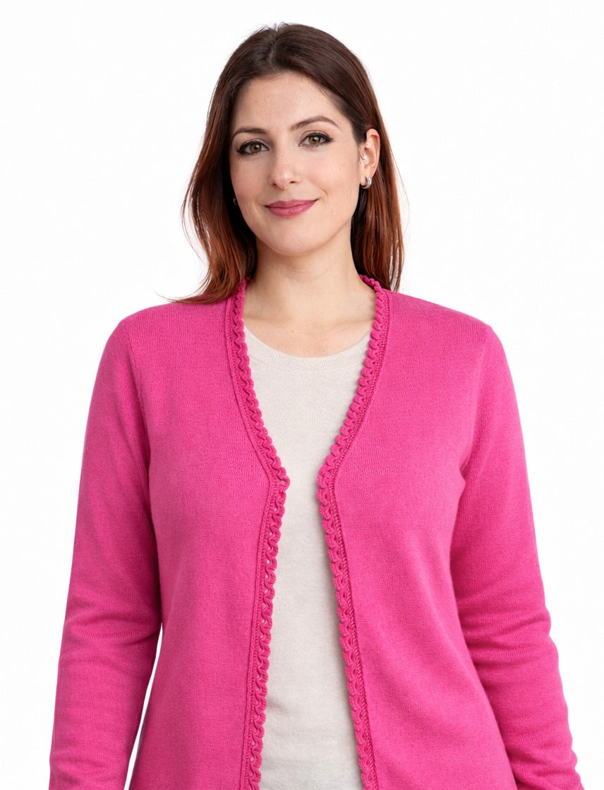 Cardigan donna in 100% Cashmere con passamaneria artigianale - Pezzo Unico