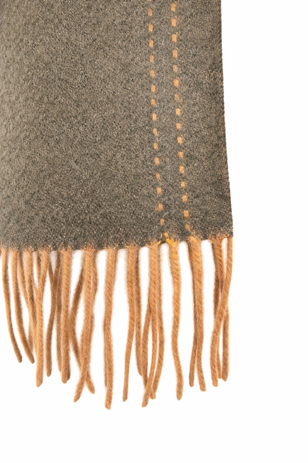 Sciarpa 100% Cashmere bicolore beige e marrone – Reversibile con frange, ultima