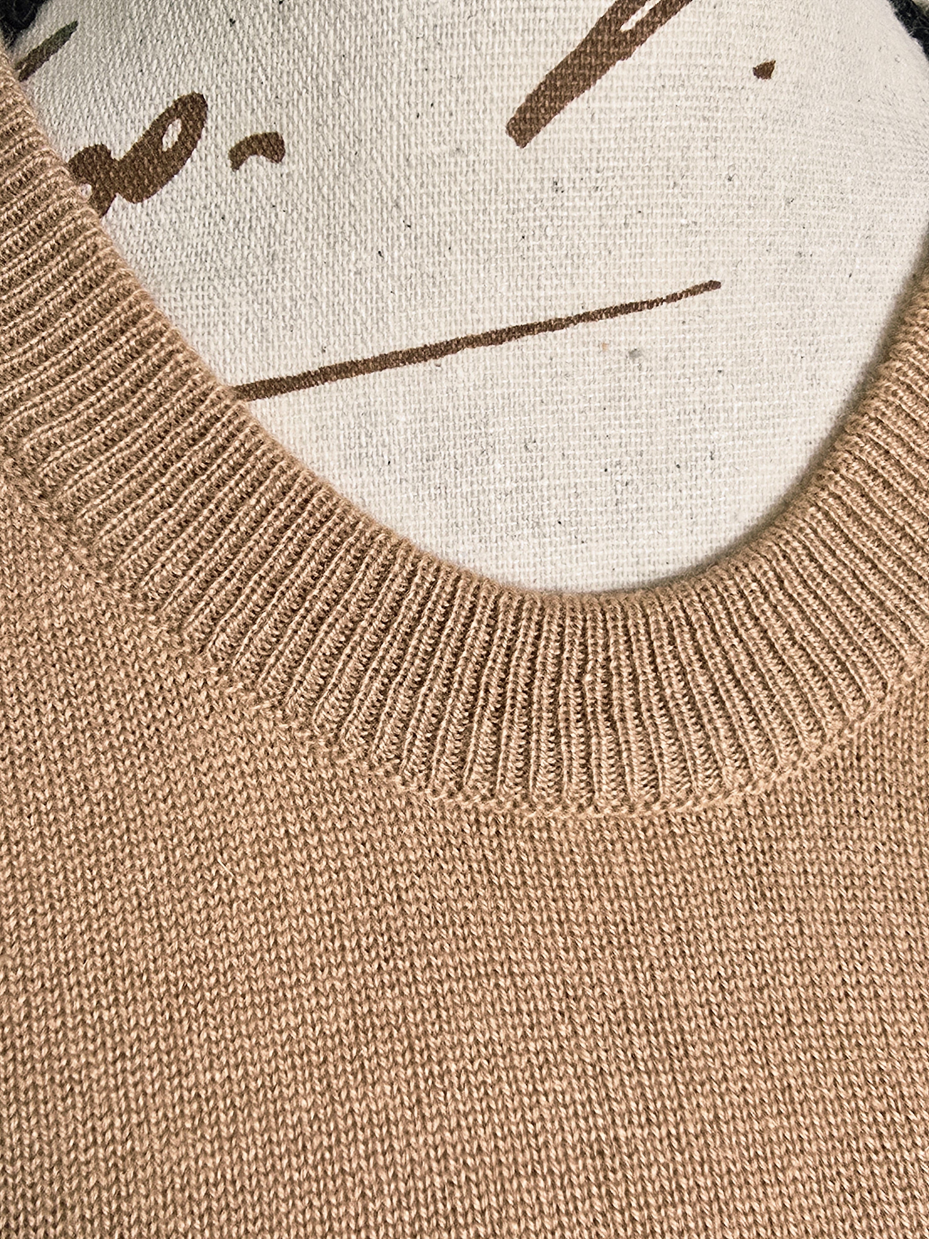 Girocollo in 100% cashmere color cammello ultimo, Tg 46