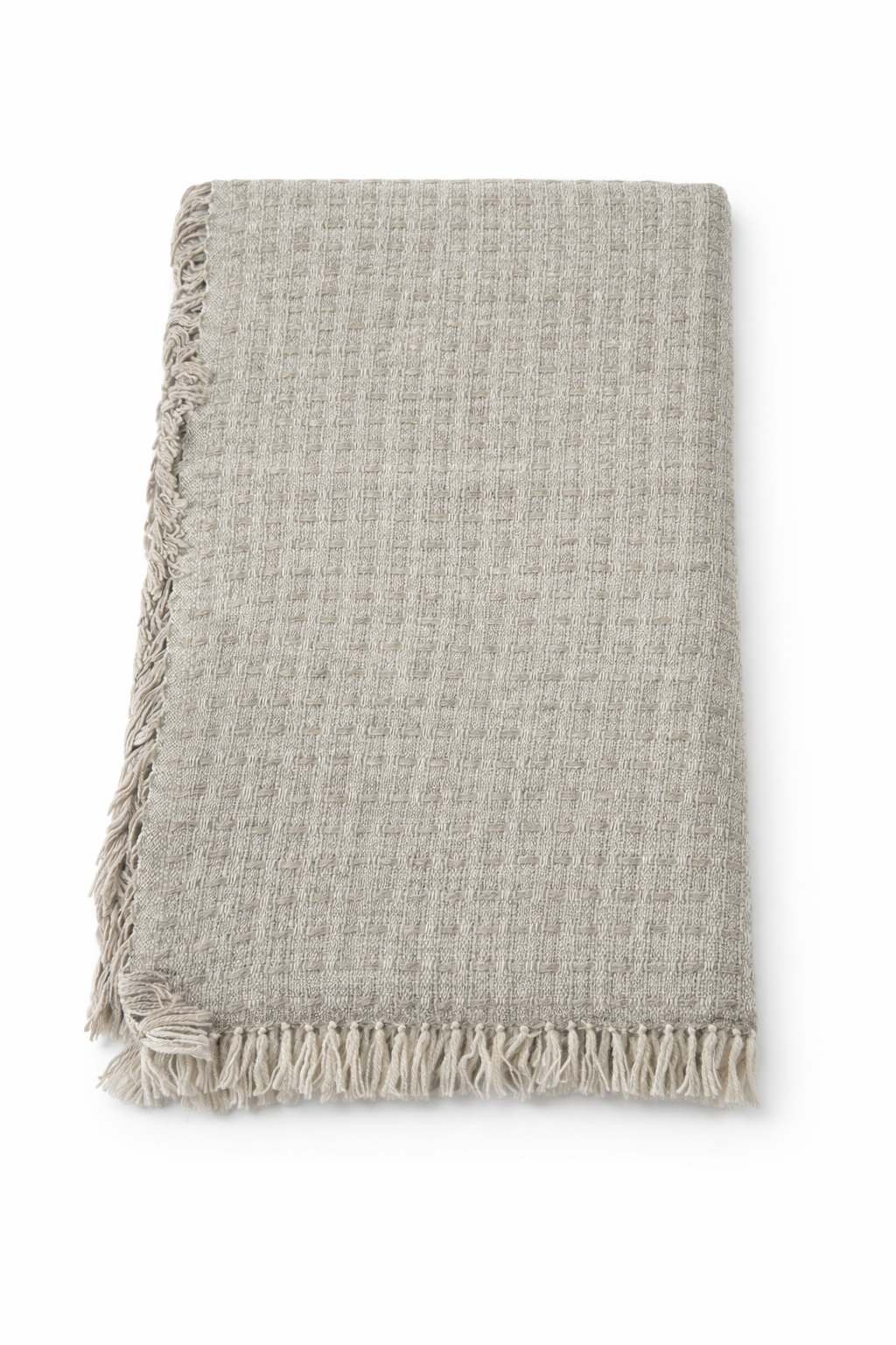 Sciarpa in tessuto intrecciato con frange – elegante e versatile