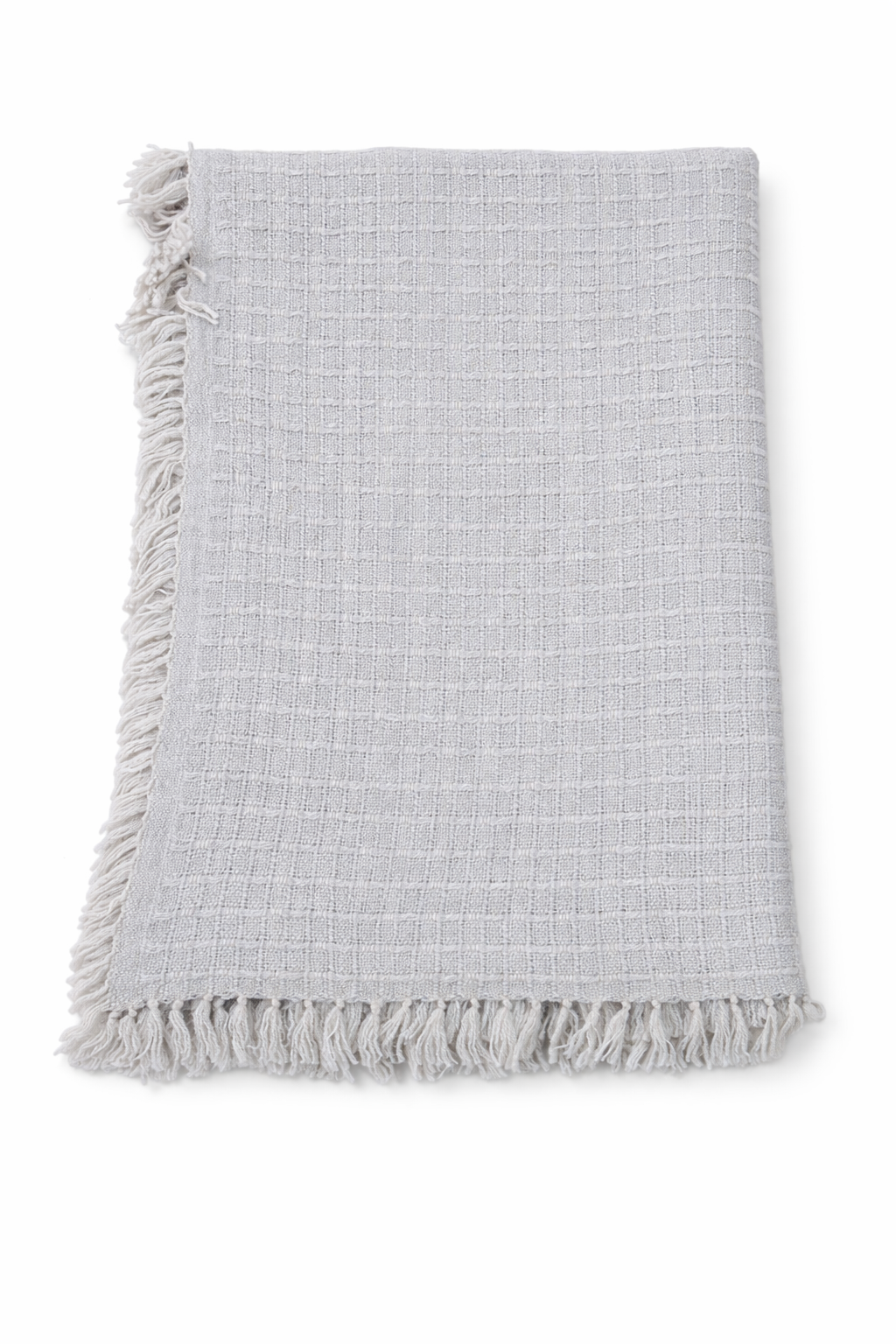 Sciarpa in tessuto intrecciato con frange – elegante e versatile