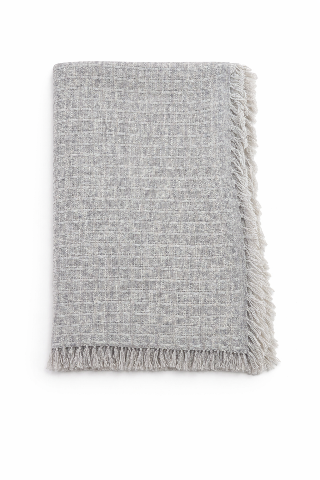 Sciarpa in tessuto intrecciato con frange – elegante e versatile