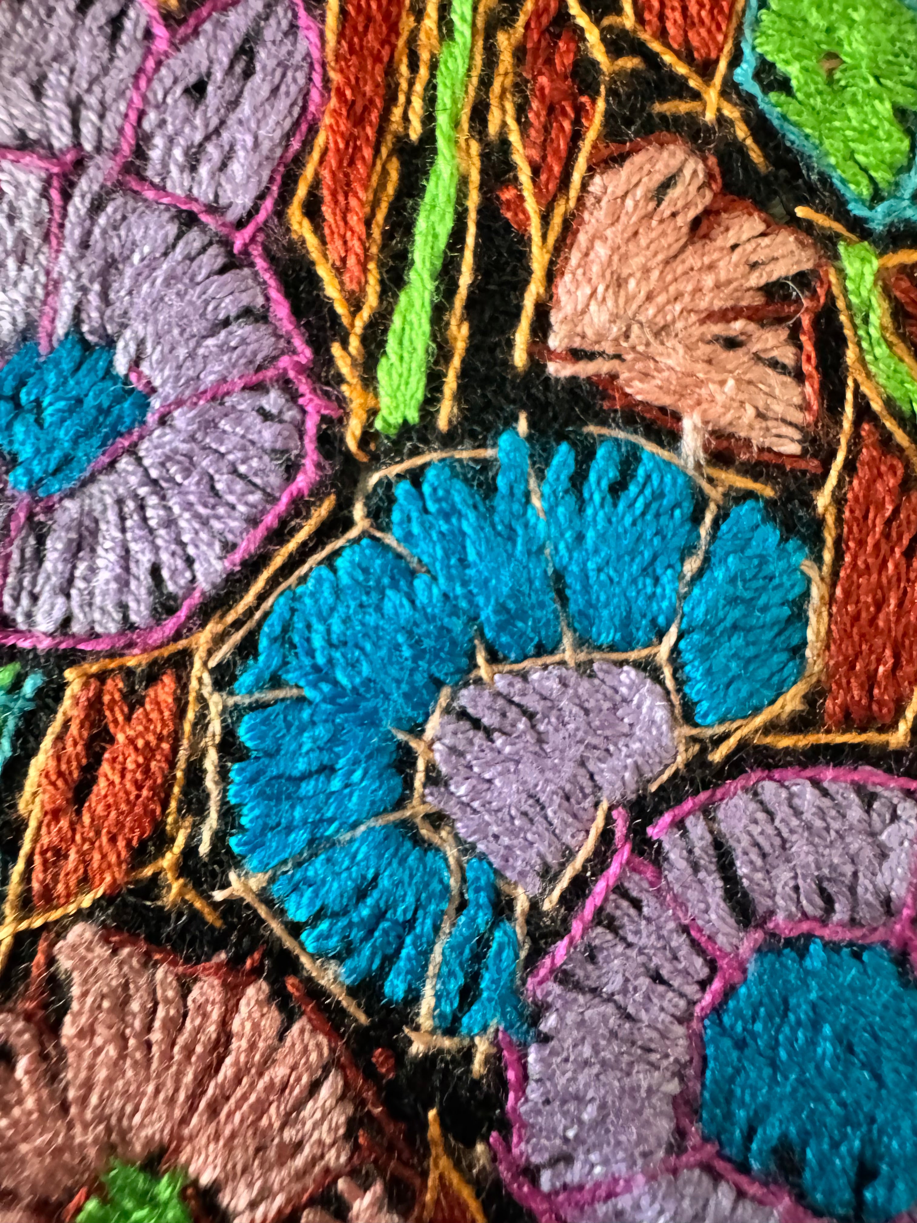 Pashmina in Lana yak, cashmere e inserti in seta lavorata a mano, Pezzo Unico e irripetibile