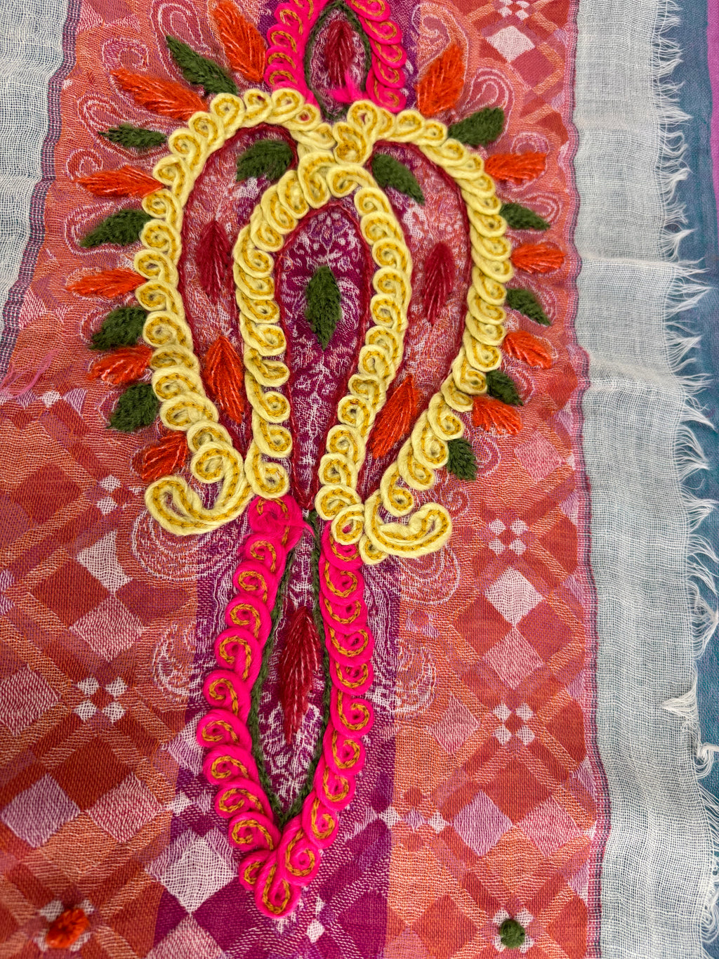 Pashmina in Lana Yak, seta e cashmere, pezzo unico, fatto a mano