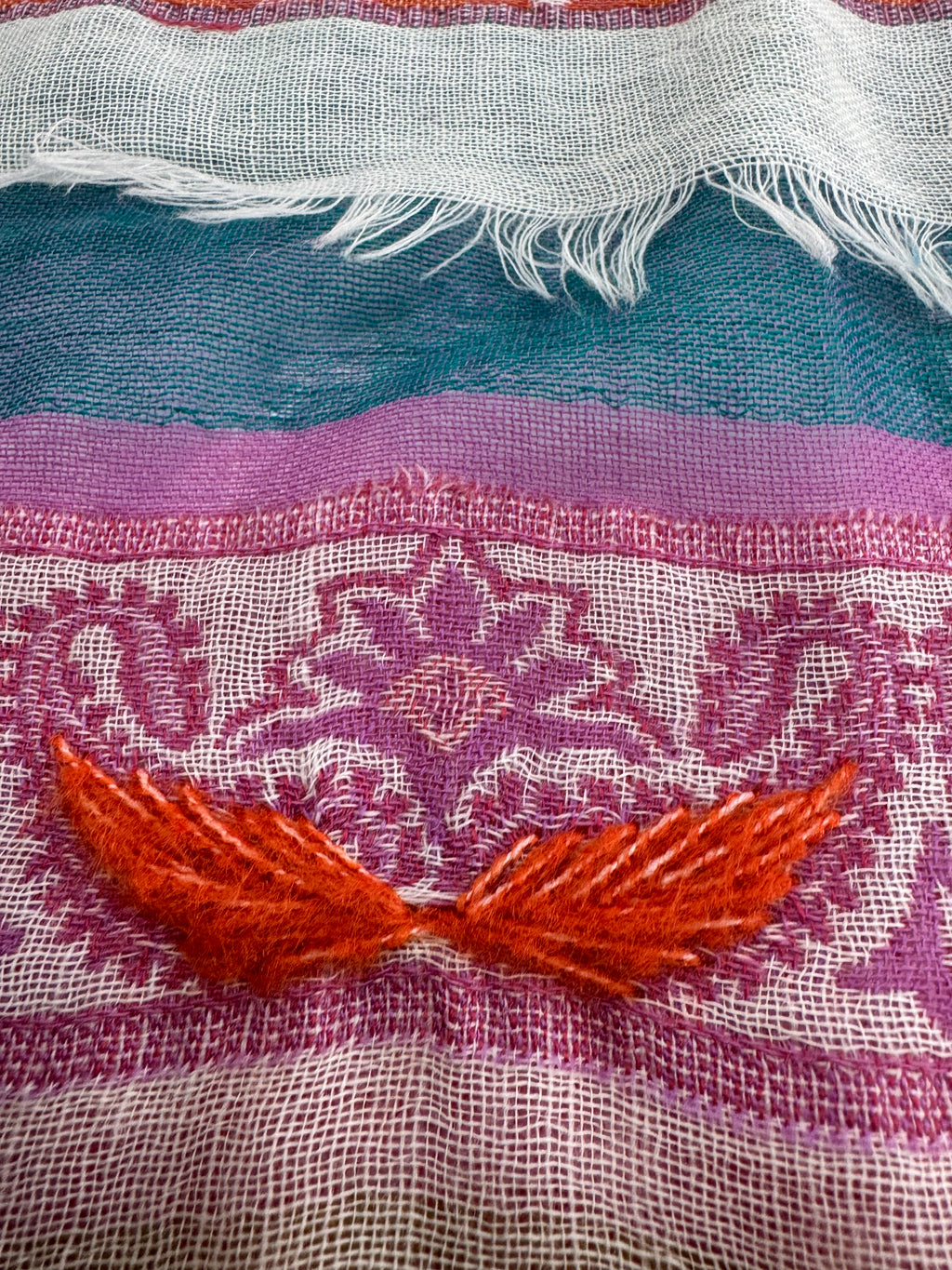 Pashmina in Lana Yak, seta e cashmere, pezzo unico, fatto a mano