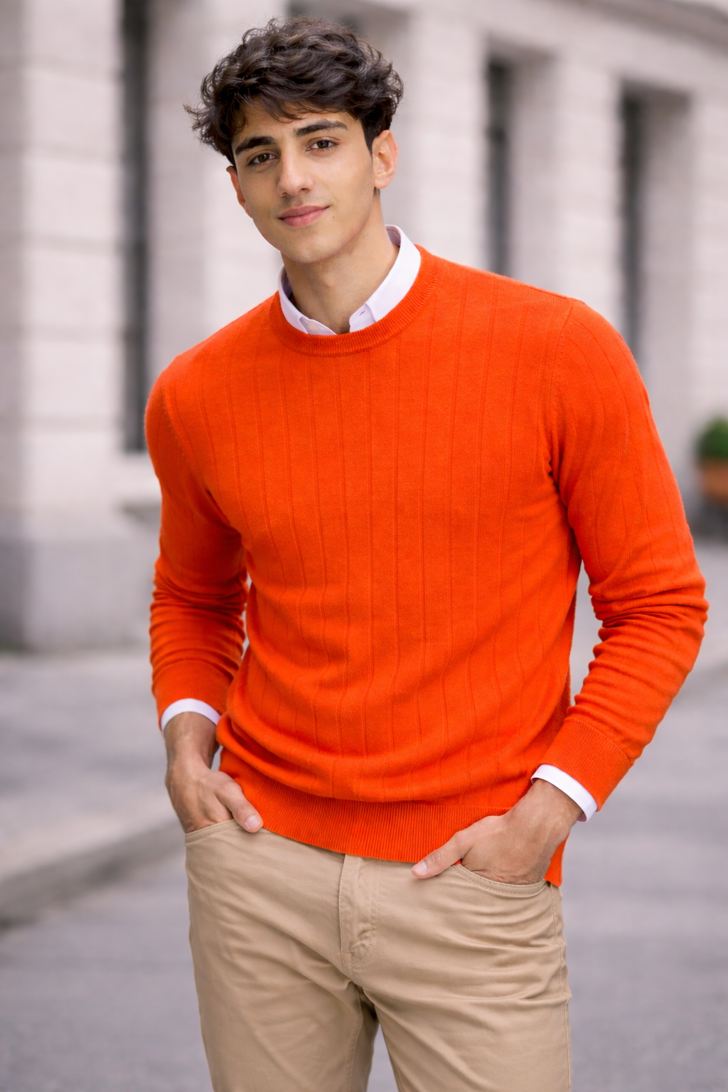 Maglione Uomo in 100% Cashmere Inner Mongolia – Girocollo a Coste | Taglia L Ultimi rimasti taglia L