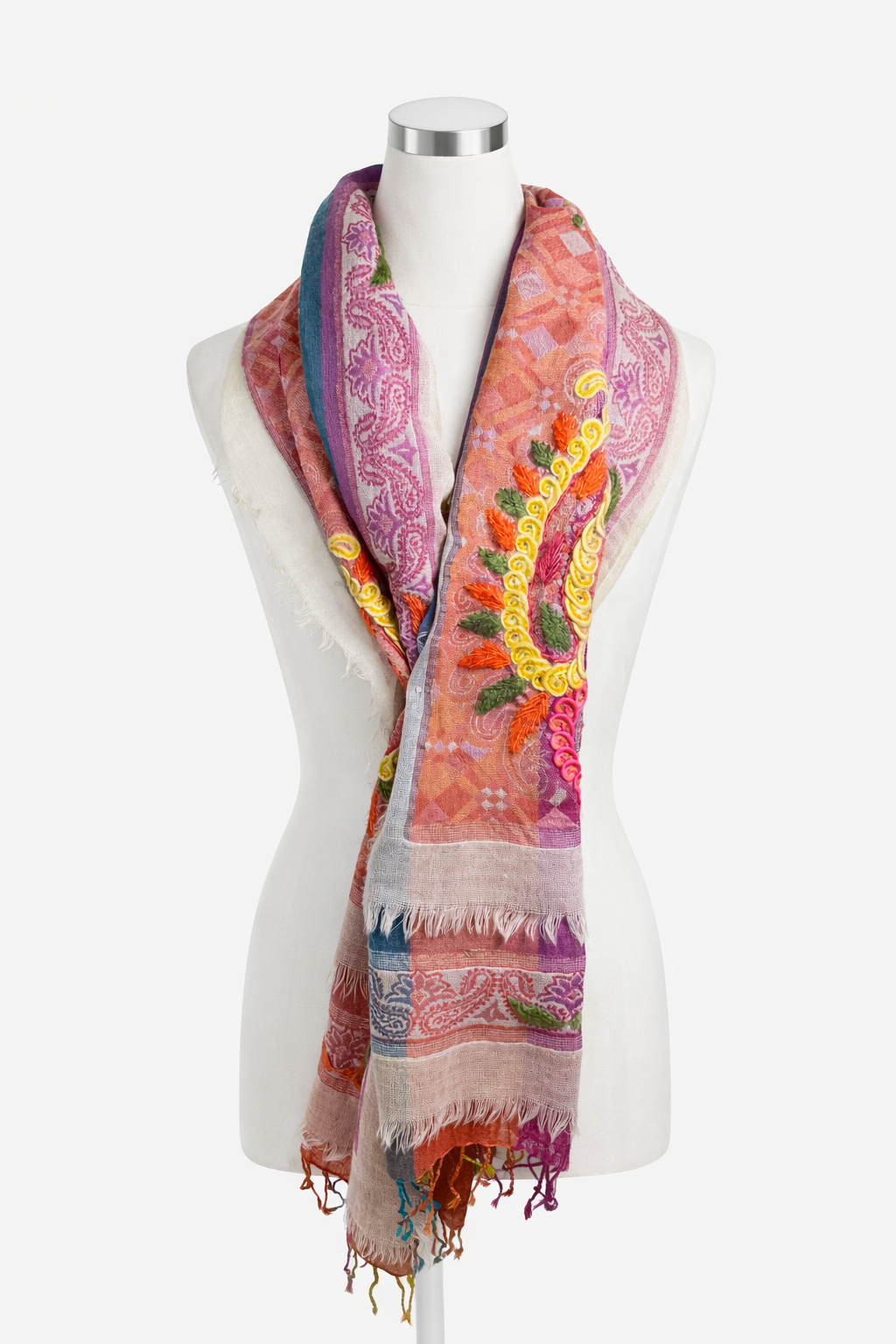 Pashmina in Lana Yak, seta e cashmere, pezzo unico, fatto a mano