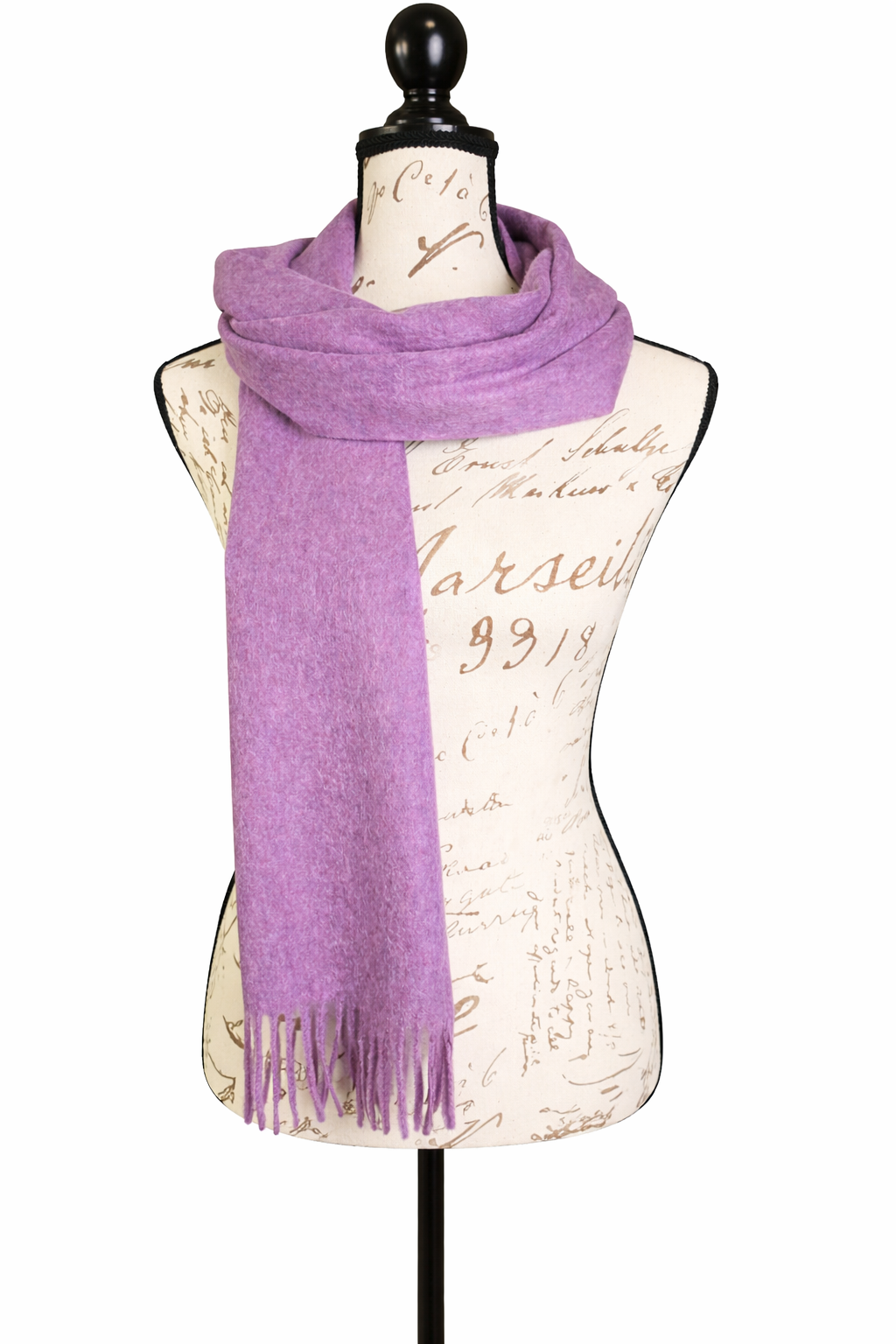 Sciarpa 100% Cashmere lilla con frange ultimo rimasto