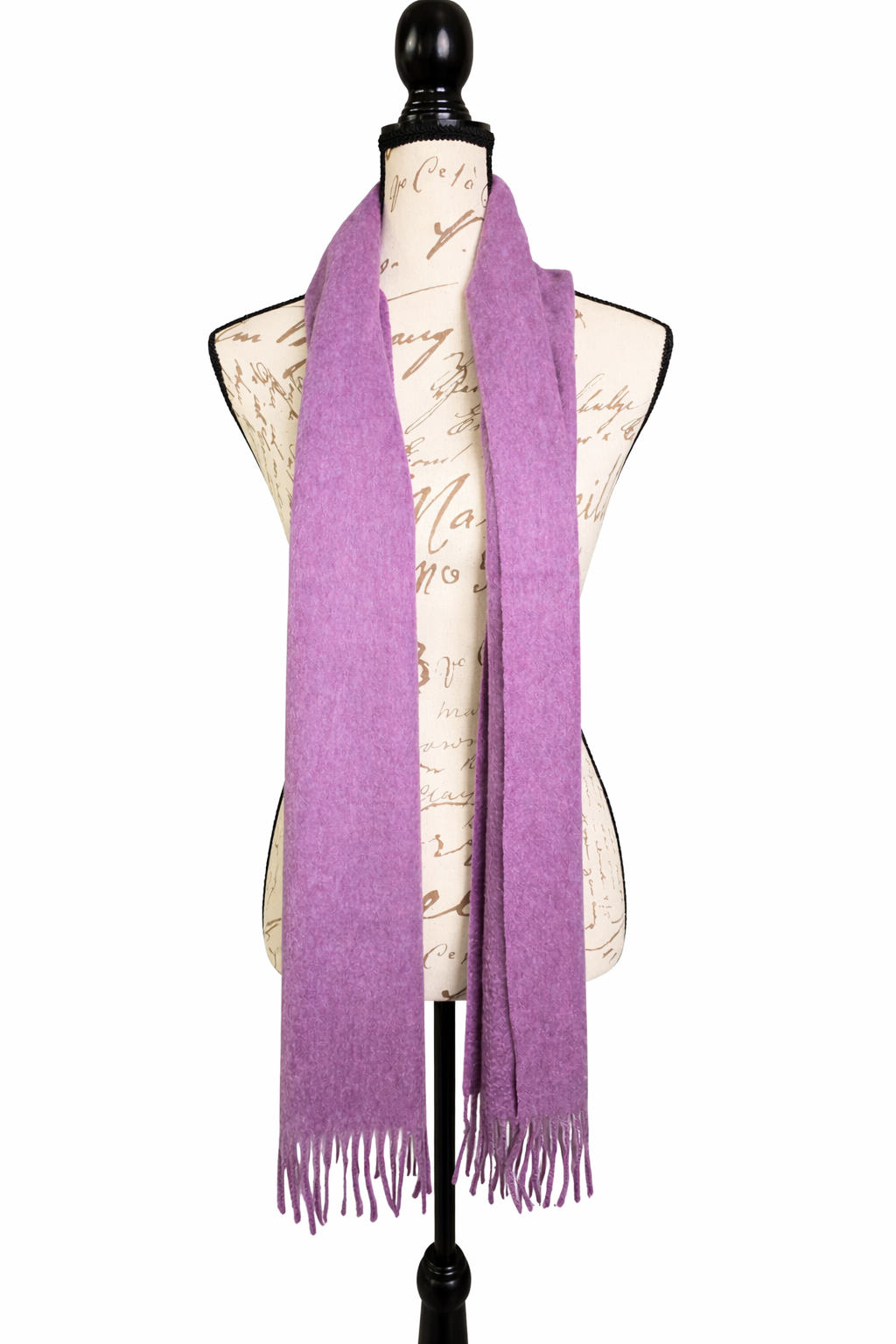 Sciarpa 100% Cashmere lilla con frange ultimo rimasto