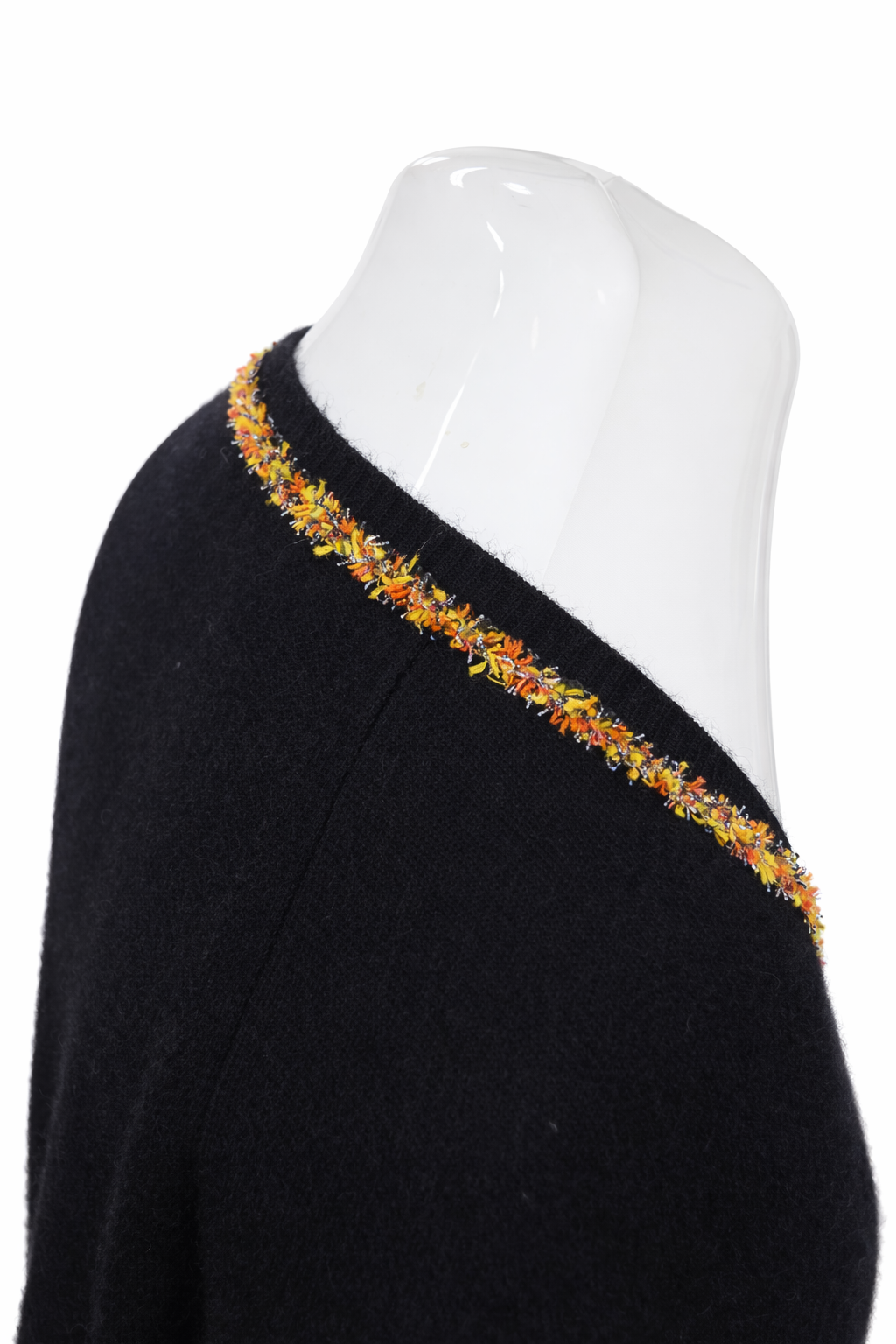 Maglia Donna in Cashmere con Scollo a V Decorato – 100% Pezzo unico